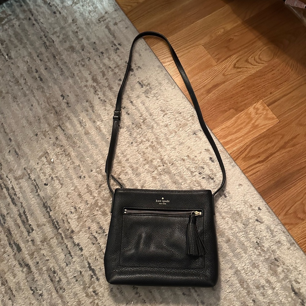 Kate Spade pebbled leather black station bag